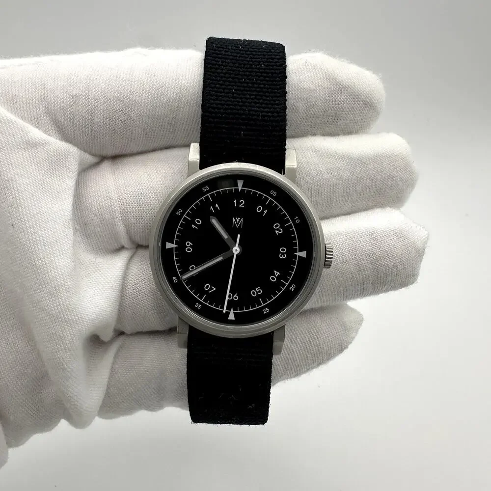 Maven MUS-G Black Dial Silver-Tone Fabric Strap Quartz Watch